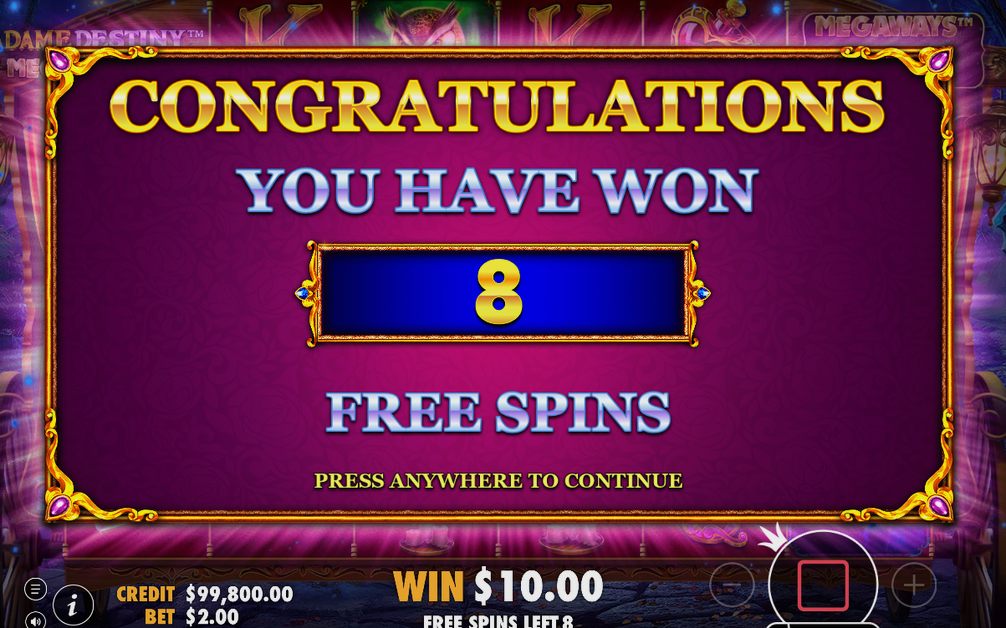 Free Spins-rundan med aktuell multiplikator och antal spins