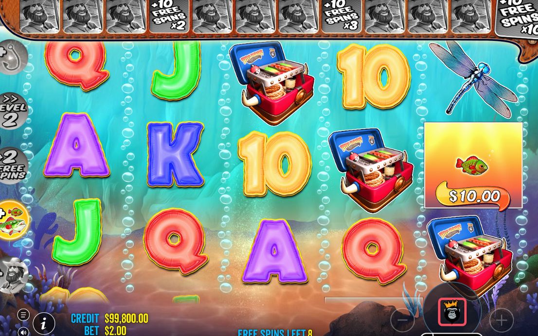 Fiskaren som WILD samlar pengavärden under Free Spins