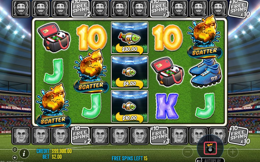Money-värden och Multiplier-nivå syns i free spins